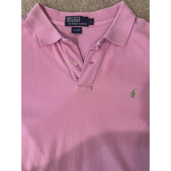 Ralph Lauren Polo Men’s Pink Polo With Green Pony Shirt Size Large - Picture 2 of 5
